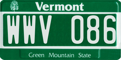 VT license plate WWV086