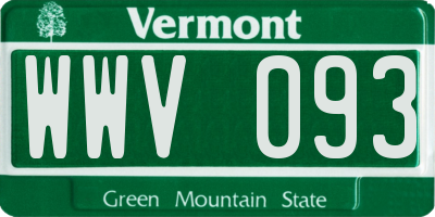 VT license plate WWV093