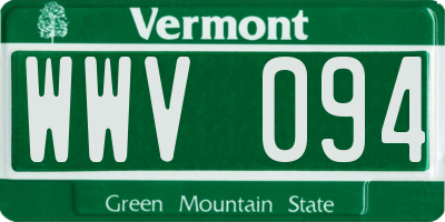 VT license plate WWV094