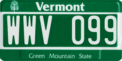 VT license plate WWV099