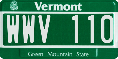 VT license plate WWV110