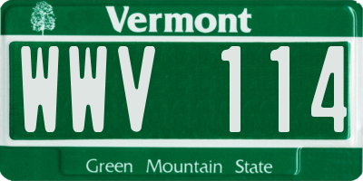 VT license plate WWV114
