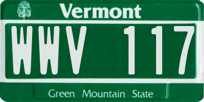 VT license plate WWV117
