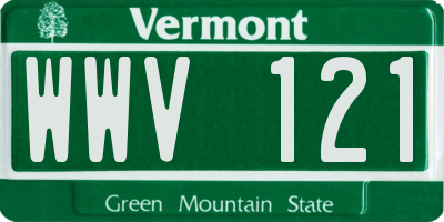 VT license plate WWV121