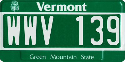 VT license plate WWV139