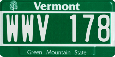 VT license plate WWV178
