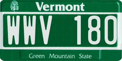 VT license plate WWV180