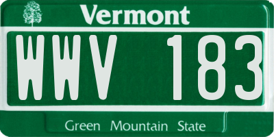 VT license plate WWV183