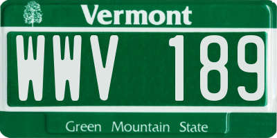 VT license plate WWV189