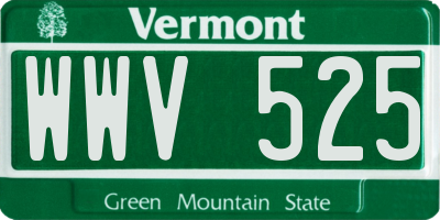 VT license plate WWV525