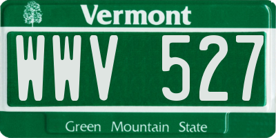 VT license plate WWV527