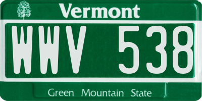 VT license plate WWV538