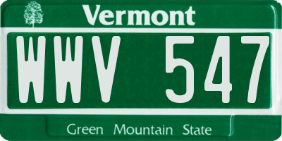 VT license plate WWV547