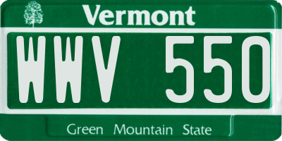 VT license plate WWV550