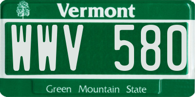 VT license plate WWV580