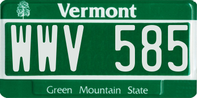VT license plate WWV585