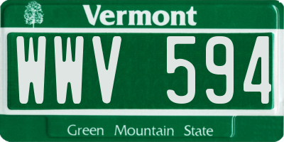 VT license plate WWV594