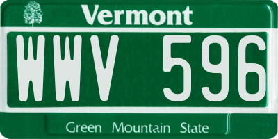 VT license plate WWV596