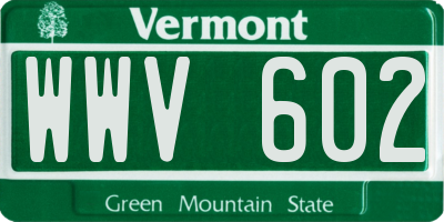 VT license plate WWV602