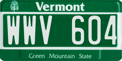 VT license plate WWV604