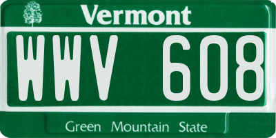 VT license plate WWV608