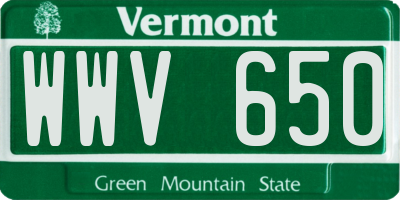 VT license plate WWV650