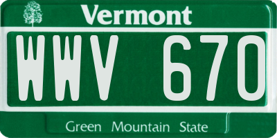 VT license plate WWV670