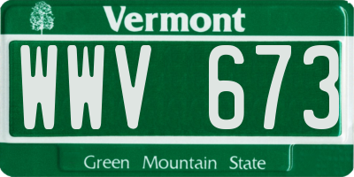 VT license plate WWV673