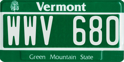 VT license plate WWV680