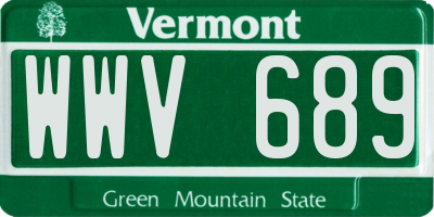 VT license plate WWV689