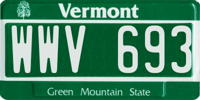 VT license plate WWV693