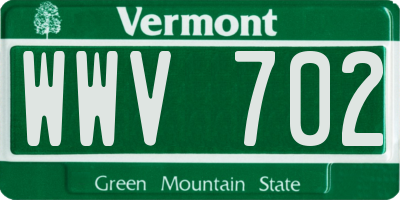 VT license plate WWV702