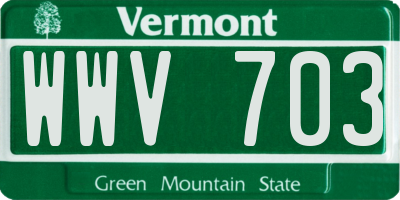 VT license plate WWV703