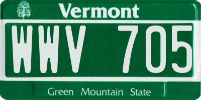 VT license plate WWV705