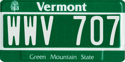 VT license plate WWV707