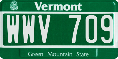 VT license plate WWV709