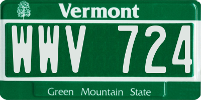 VT license plate WWV724