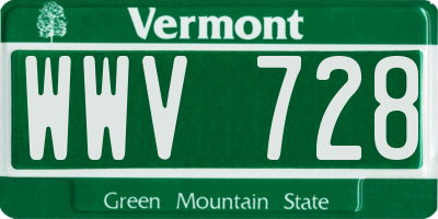 VT license plate WWV728