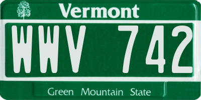 VT license plate WWV742