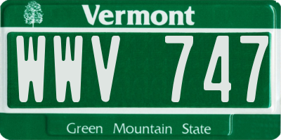 VT license plate WWV747