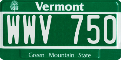 VT license plate WWV750