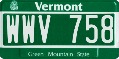 VT license plate WWV758