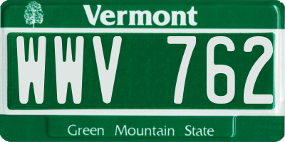 VT license plate WWV762