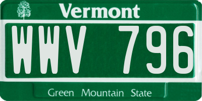 VT license plate WWV796
