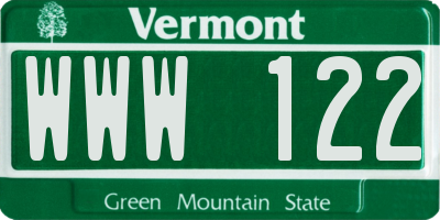 VT license plate WWW122