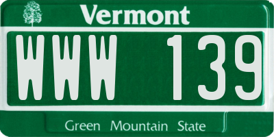 VT license plate WWW139