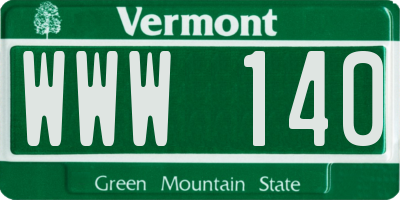 VT license plate WWW140