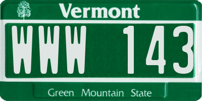 VT license plate WWW143