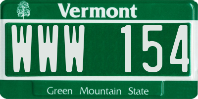 VT license plate WWW154