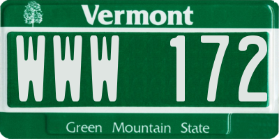VT license plate WWW172